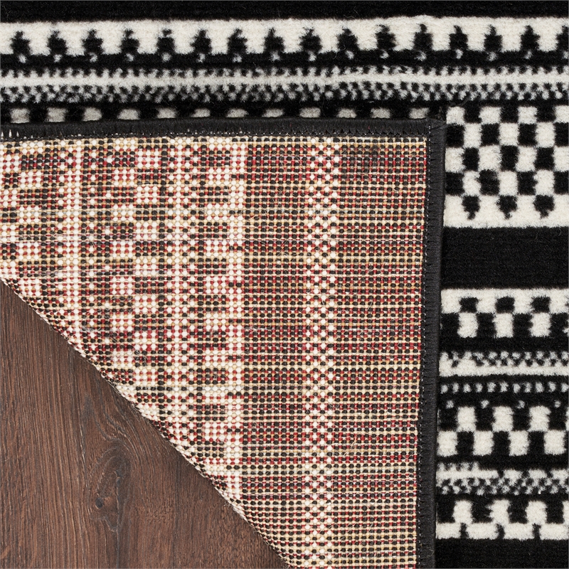Nourison Home Grafix 8' Runner Fabric Black White Modern Indoor Area Rug