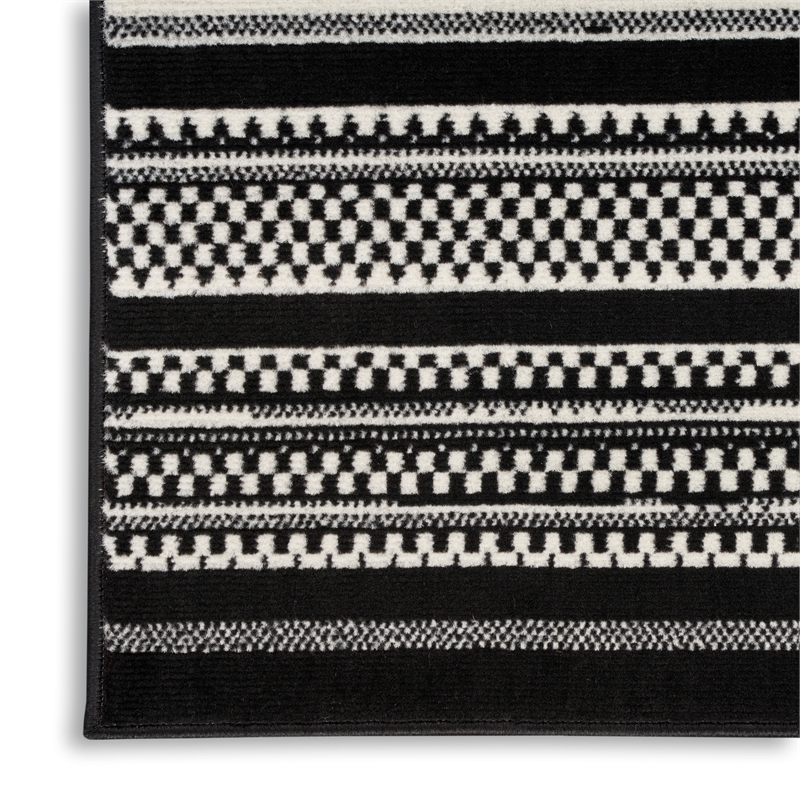 Nourison Home Grafix 8' x 10' Fabric Black White Modern Indoor Area Rug