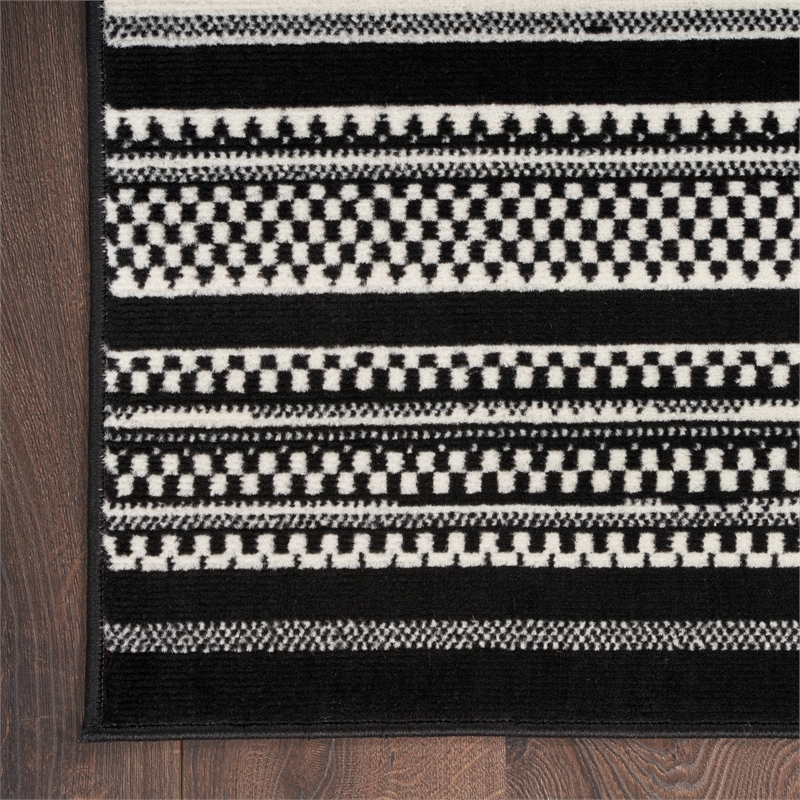 Nourison Home Grafix 8' x 10' Fabric Black White Modern Indoor Area Rug