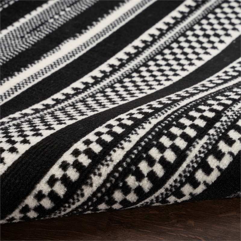 Nourison Home Grafix 8' x 10' Fabric Black White Modern Indoor Area Rug