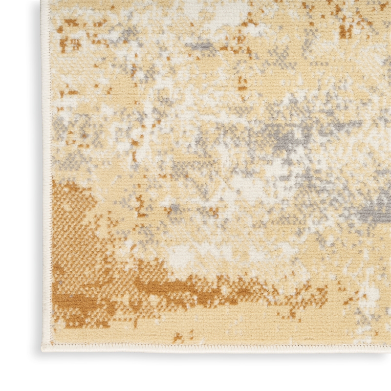 Nourison Home Grafix 8' Runner Fabric Beige Blue Modern Indoor Area Rug