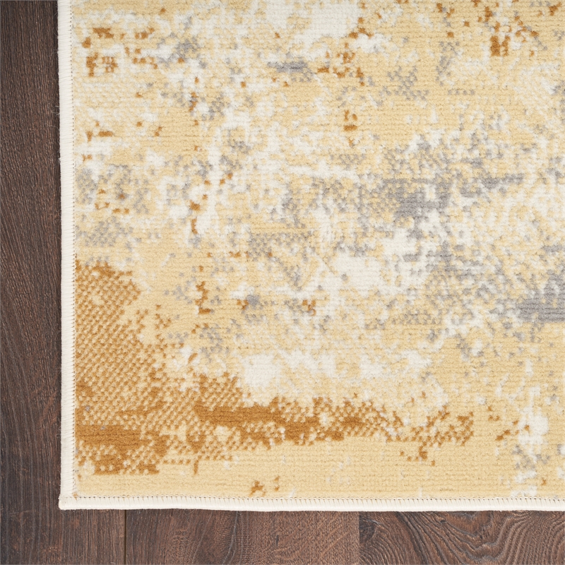 Nourison Home Grafix 8' Runner Fabric Beige Blue Modern Indoor Area Rug