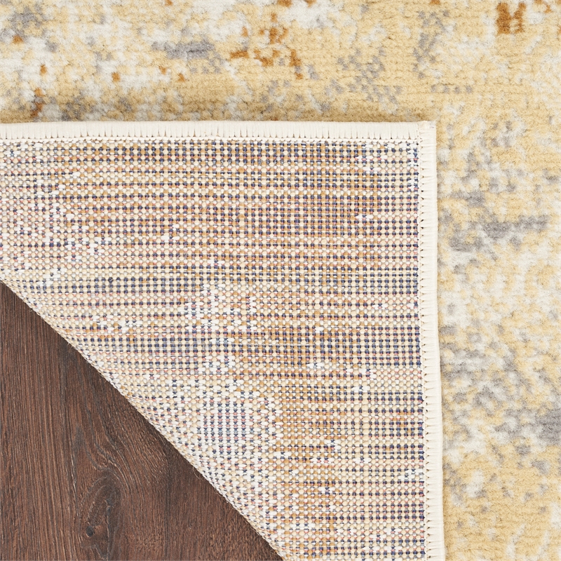 Nourison Home Grafix 8' Runner Fabric Beige Blue Modern Indoor Area Rug