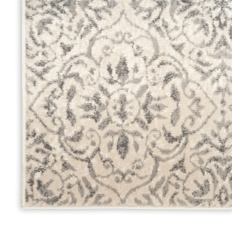 Nourison Home Jubilant 7' Runner Fabric Ivory Gray Vintage Indoor Rug