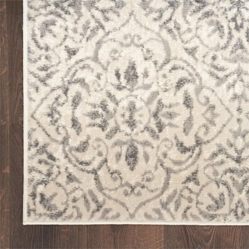 Nourison Home Jubilant 7' Runner Fabric Ivory Gray Vintage Indoor Rug