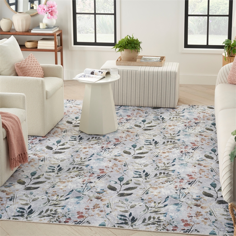 Nourison Home Nourison Washables 6' x 9' Grey Multicolor Contemporary Indoor Rug