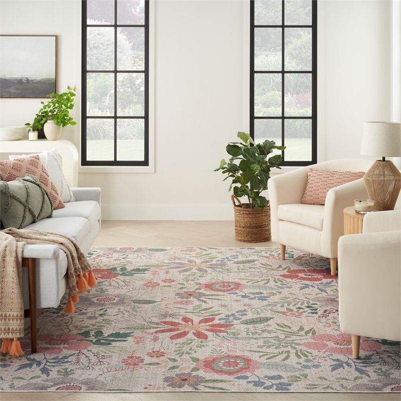 Nourison Home Nourison Washables 4' x 6' Cream Multicolor Farmhouse Indoor Rug