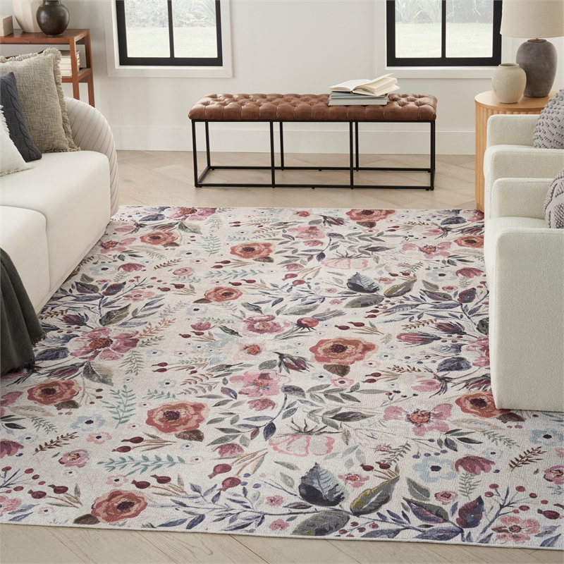 Nourison Home Nourison Washables 4' x 6' Ivory Pink Vintage Indoor Rug