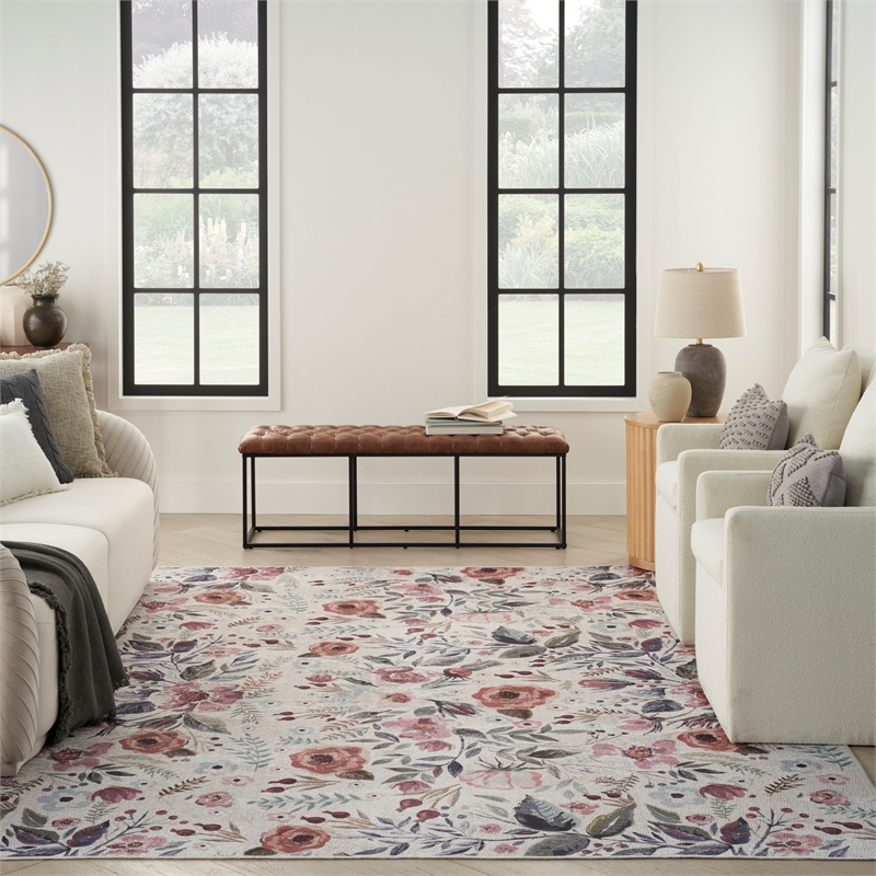 Nourison Home Nourison Washables 4' x 6' Ivory Pink Vintage Indoor Rug