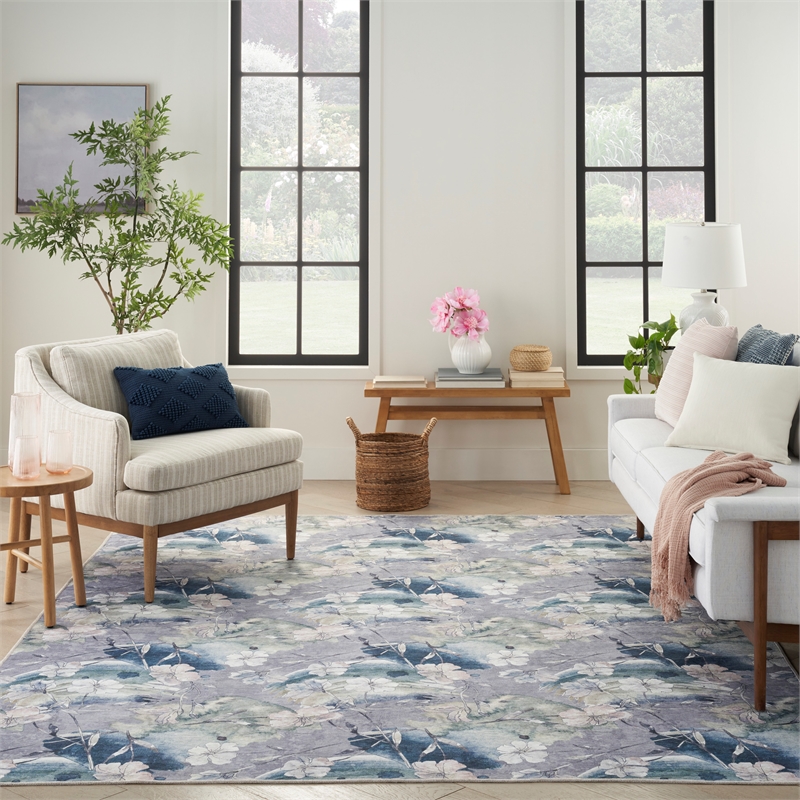 Nourison Home Nourison Washables 5' x 7' Grey Blue Modern Indoor Rug