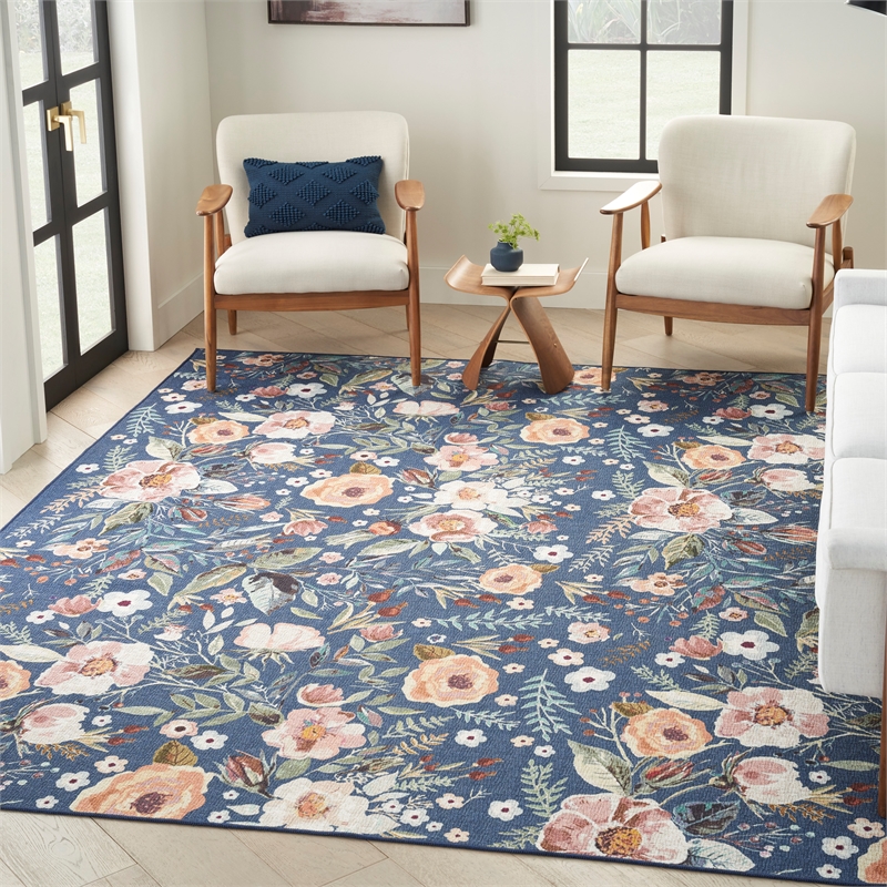 Nourison Home Nourison Washables 6' x 9' Navy Multicolor Vintage Indoor Rug