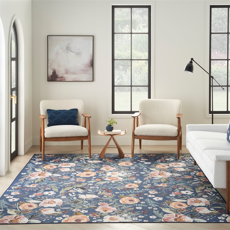 Nourison Washables 8' x 10' Navy Multicolor Vintage Indoor Rug