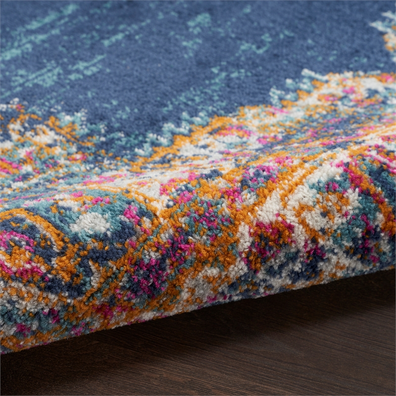 Nourison Passion 10' Runner Navy Fabric Vintage Area Rug (10' Runner)