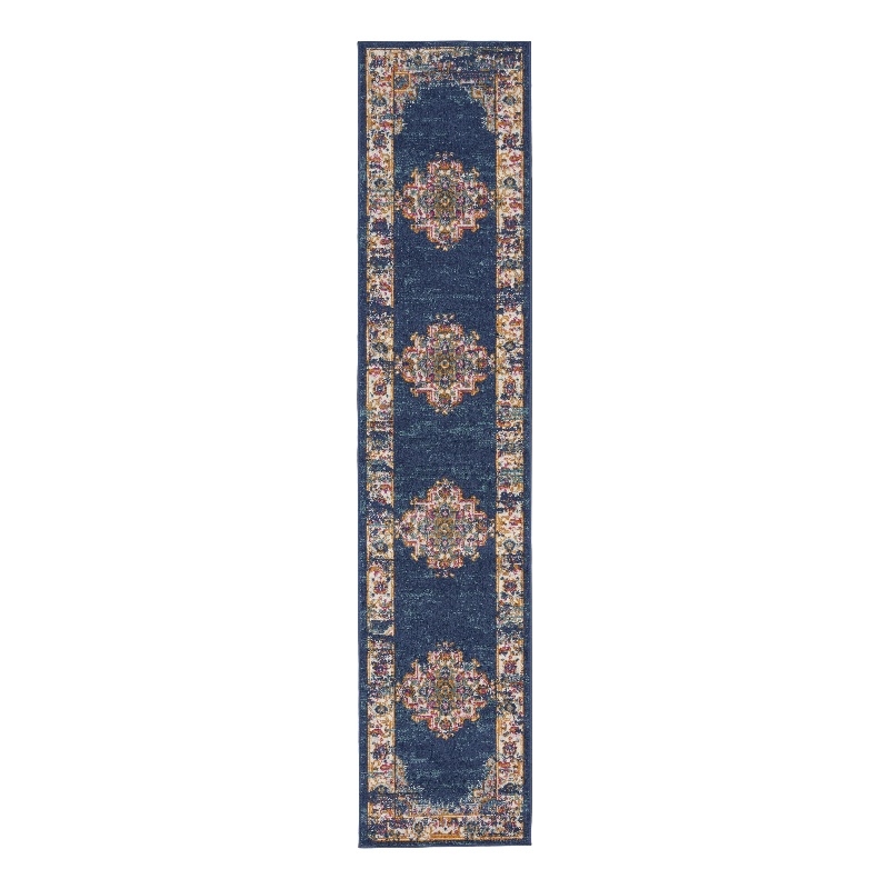 Nourison Passion 10' Runner Navy Fabric Vintage Area Rug (10' Runner)