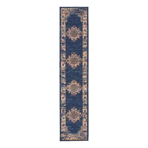 Nourison Passion 10' Runner Navy Fabric Vintage Area Rug (10' Runner)