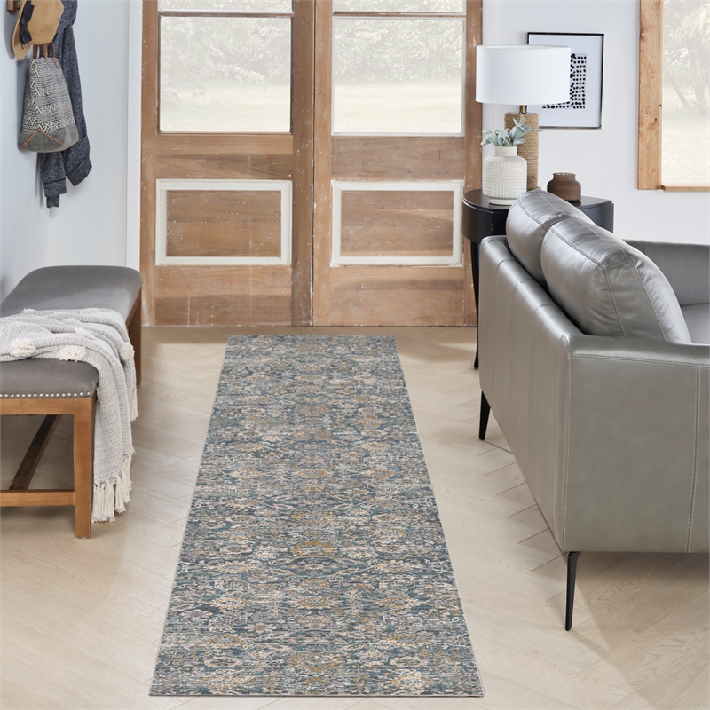 Nourison Home Nyle 8' Runner Charcoal Vintage Indoor Rug
