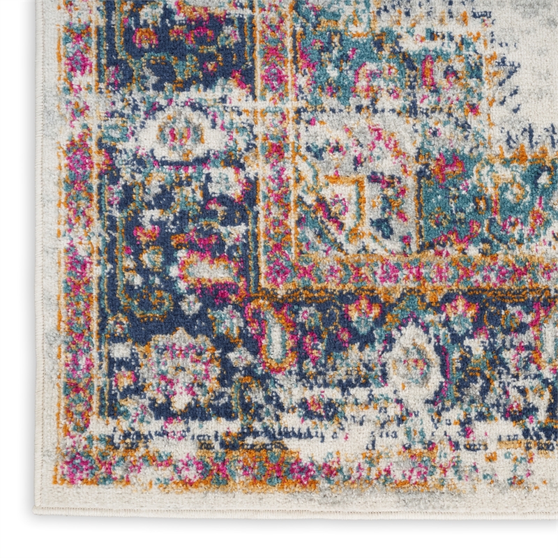 Nourison Passion 10' Runner Ivory Blue Fabric Vintage Area Rug (10' Runner)