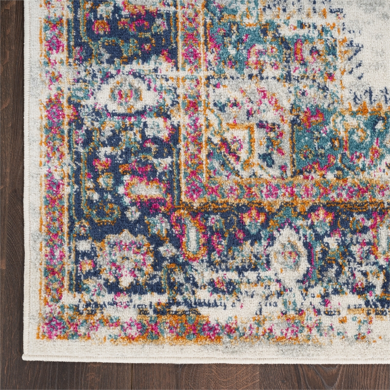 Nourison Passion 10' Runner Ivory Blue Fabric Vintage Area Rug (10' Runner)