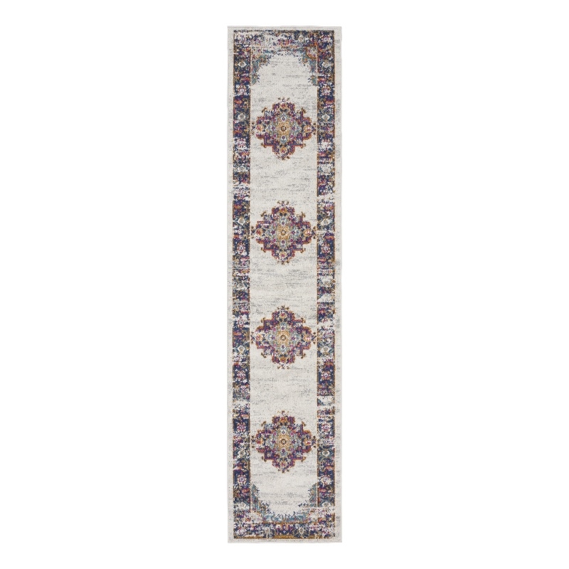 Nourison Passion 10' Runner Ivory Blue Fabric Vintage Area Rug (10' Runner)