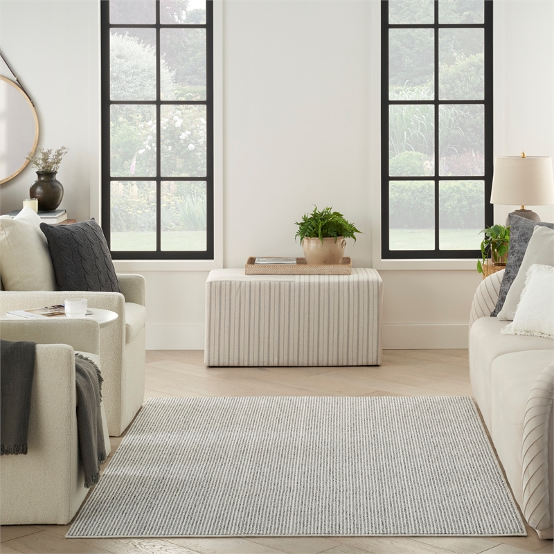 Nourison Home Textured Home 4' x 6 Ivory Grey Farmhouse Indoor Rug
