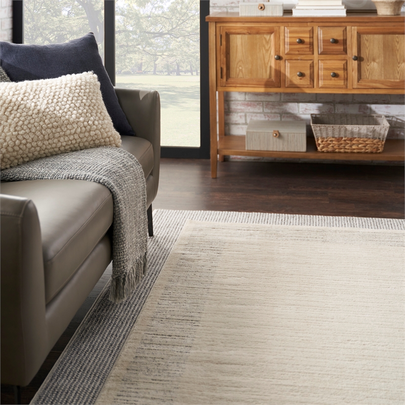 Nourison Home Textured Home 8' x 10' Ivory Grey Farmhouse Indoor Rug