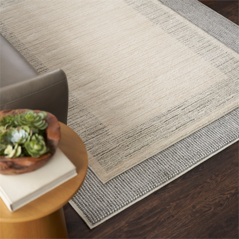 Nourison Home Textured Home 8' x 10' Ivory Grey Farmhouse Indoor Rug