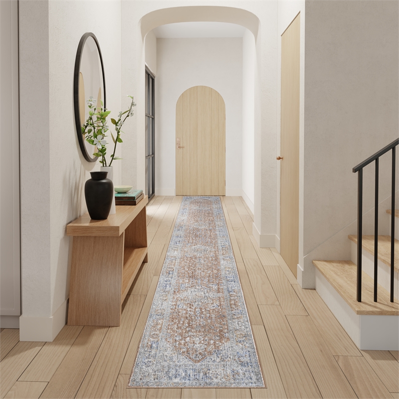 Nourison Home Timeless Classics 8' Runner Blue Multicolor Vintage Indoor Rug