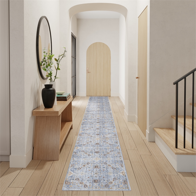 Nourison Home Timeless Classics 12' Runner Blue Ivory Vintage Indoor Rug