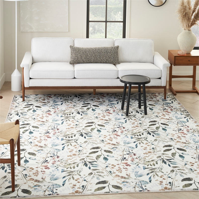 Nourison Home Washables 9' x 12' Ivory Multicolor Contemporary Indoor Rug