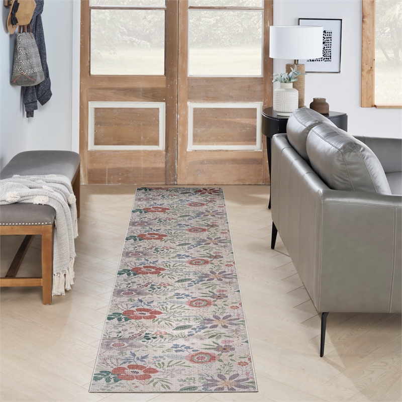 Nourison Home Washables 10' Runner Multi-color Fabric Indoor Rug