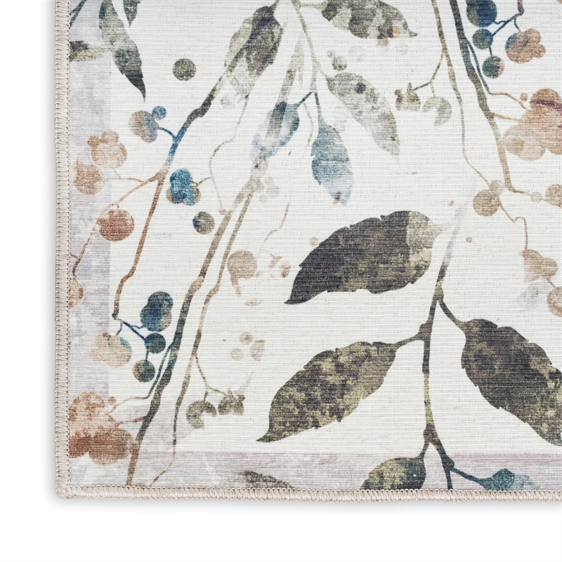Nourison Home Washables 8' Runner Ivory Multicolor Contemporary Indoor Rug