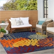 Nourison Aloha 9' x 12' Navy Multicolor Fabric Outdoor Area Rug (9' x 12')