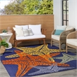 Nourison Aloha 9' x 12' Fabric Blue Multicolor Outdoor Rug