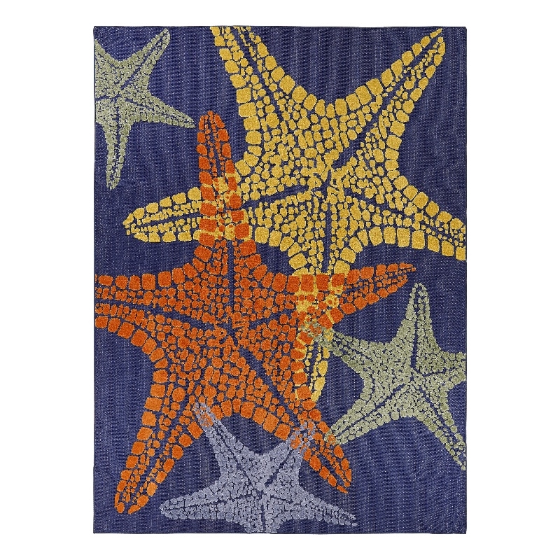 Nourison Aloha 9' x 12' Fabric Blue Multicolor Outdoor Rug