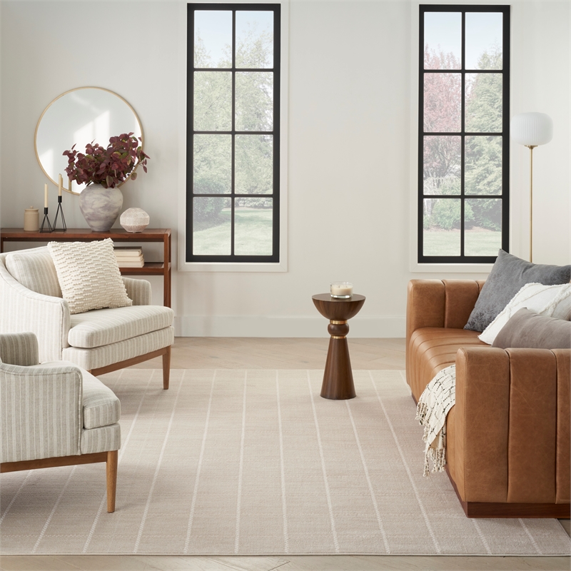 Nourison Serenity Home 9' x 12' Fabric Ivory Cream Modern Indoor Rug