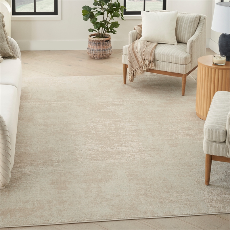 Nourison Serenity Home 9' x 12' Fabric Ivory Cream Modern Indoor Rug