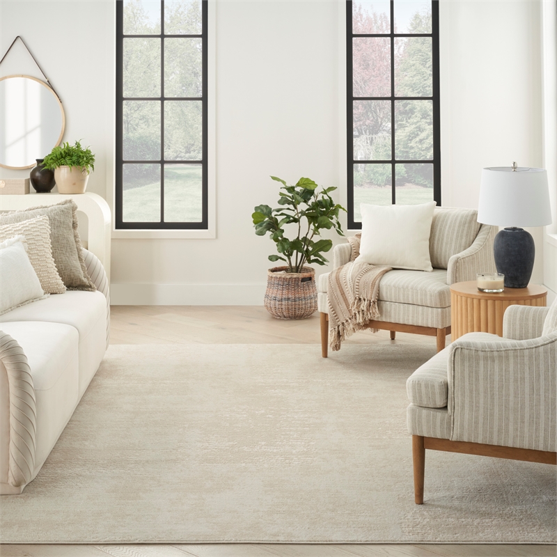 Nourison Serenity Home 9' x 12' Fabric Ivory Cream Modern Indoor Rug