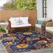 Nourison Aloha 8' x 11' Navy Multicolor Fabric Outdoor Area Rug (8' x 11')