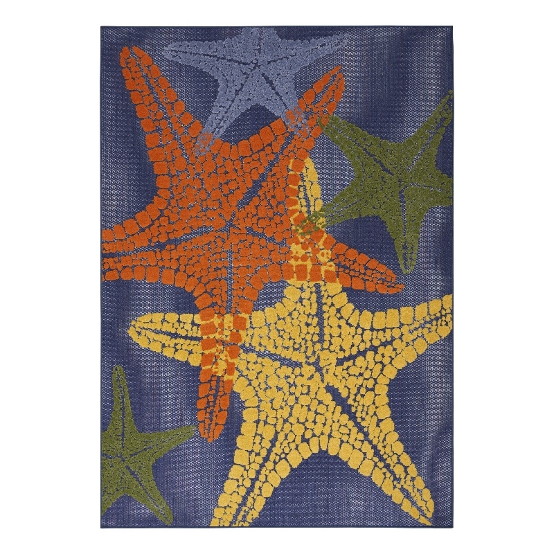 Nourison Aloha 6' x 9' Fabric Blue Multicolor Indoor/Outdoor Area Rug
