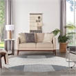 Astra Machine Washable 8' Round Fabric Ivory Blue Mid-Century Modern Indoor Rug