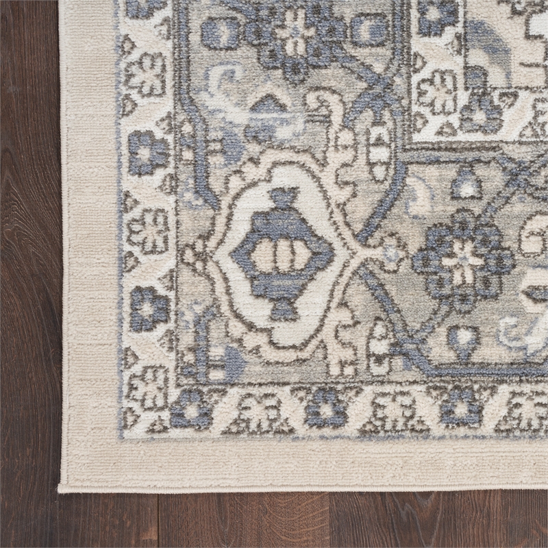 Nourison Concerto 8' Runner Ivory Blue Fabric Vintage Area Rug (8' Runner)
