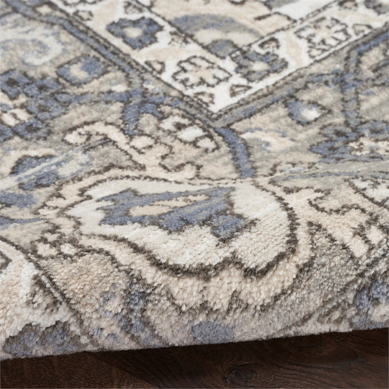 Nourison Concerto 8' Runner Ivory Blue Fabric Vintage Area Rug (8' Runner)