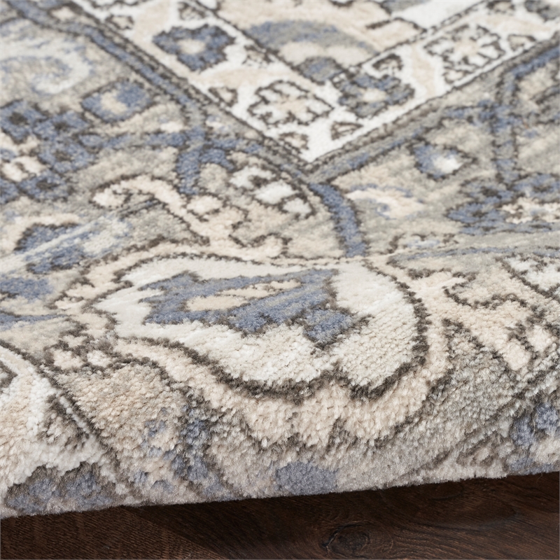 Nourison Concerto 4' x 6' Ivory Blue Fabric Vintage Area Rug (4' x 6')