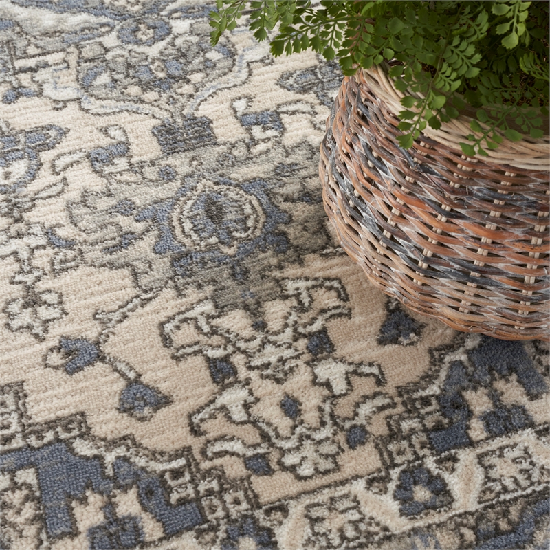 Nourison Concerto 5' x 7' Ivory Blue Fabric Vintage Area Rug (5' x 7')