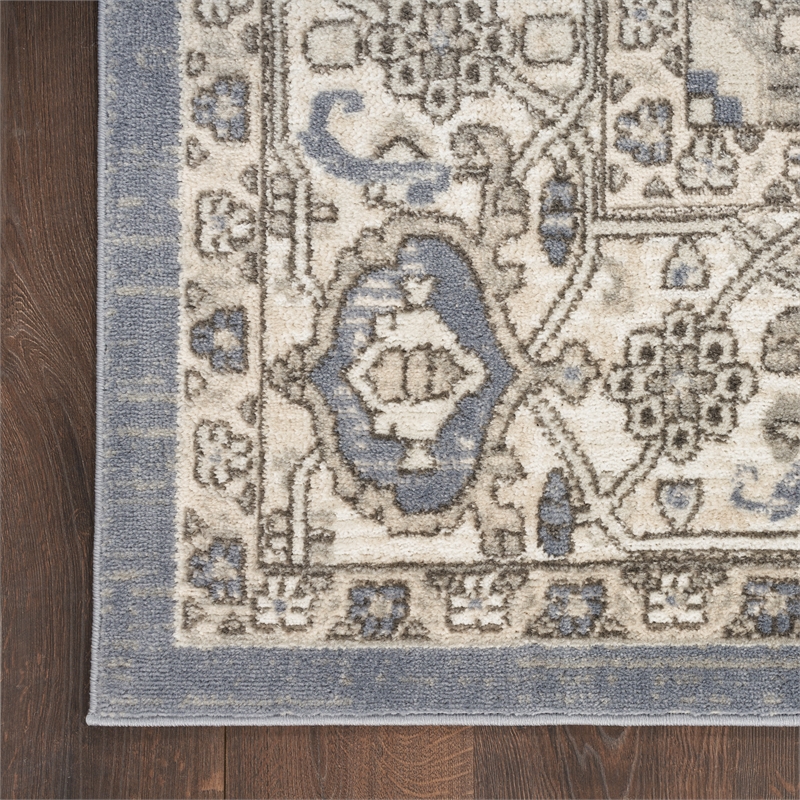 Nourison Concerto 8' Runner Blue Fabric Vintage Area Rug (8' Runner)