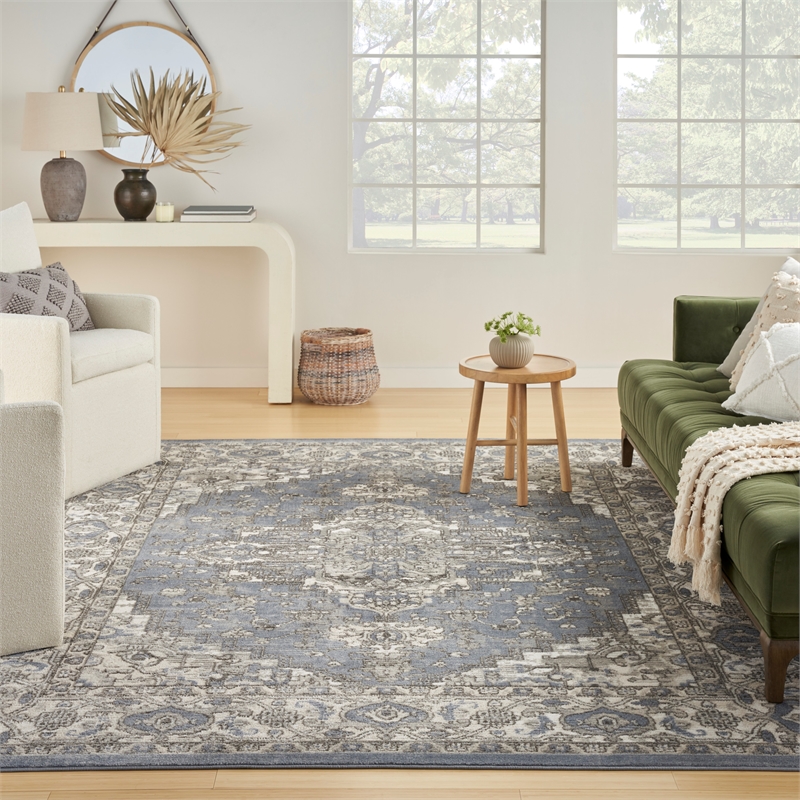 Nourison Concerto 4' x 6' Blue Fabric Vintage Area Rug (4' x 6')