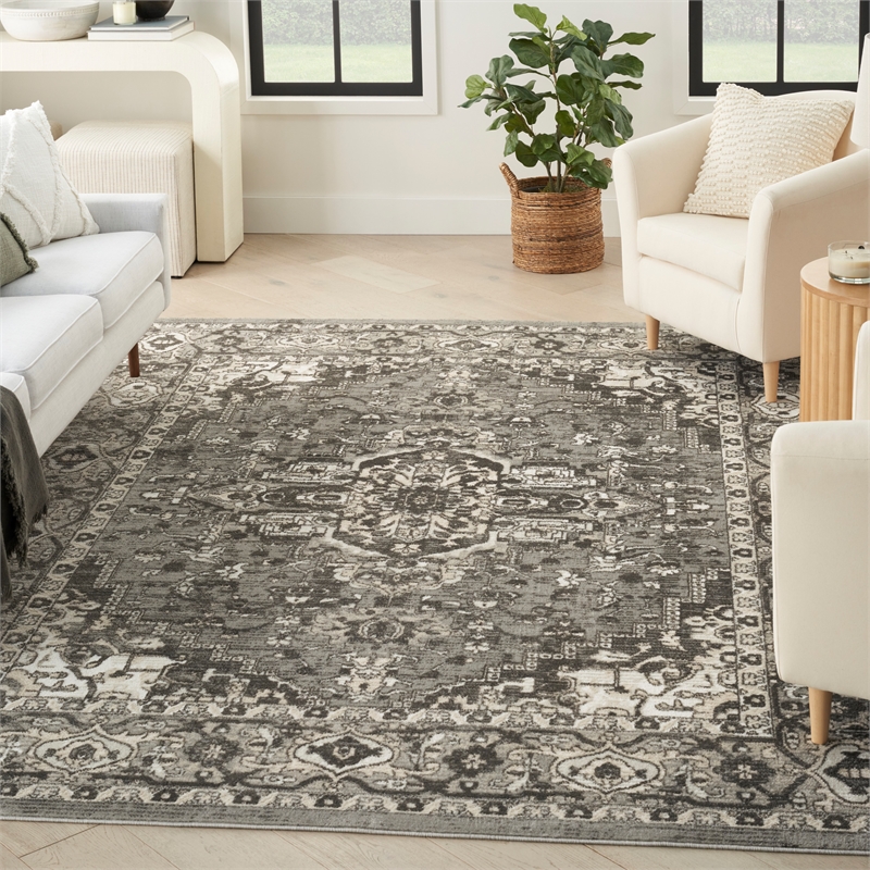 Nourison Concerto 5' x 7' Gray Fabric Vintage Area Rug (5' x 7')