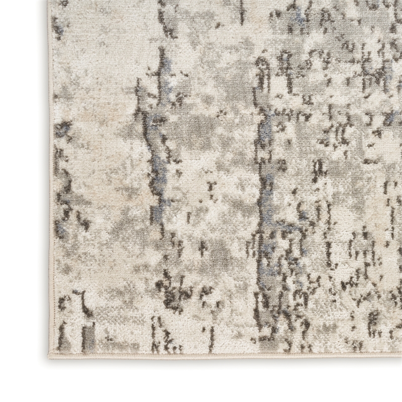 Nourison Concerto 8' Runner Ivory Blue Gray Fabric Modern Area Rug (8' Runner)
