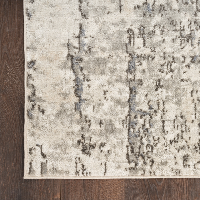 Nourison Concerto 8' Runner Ivory Blue Gray Fabric Modern Area Rug (8' Runner)