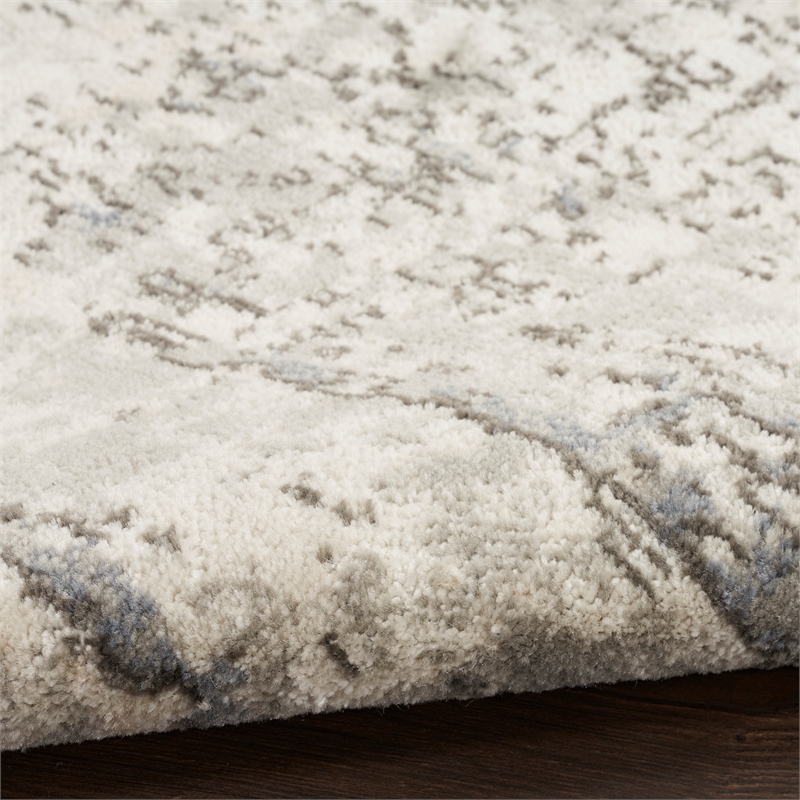 Nourison Concerto 8' Runner Ivory Blue Gray Fabric Modern Area Rug (8' Runner)